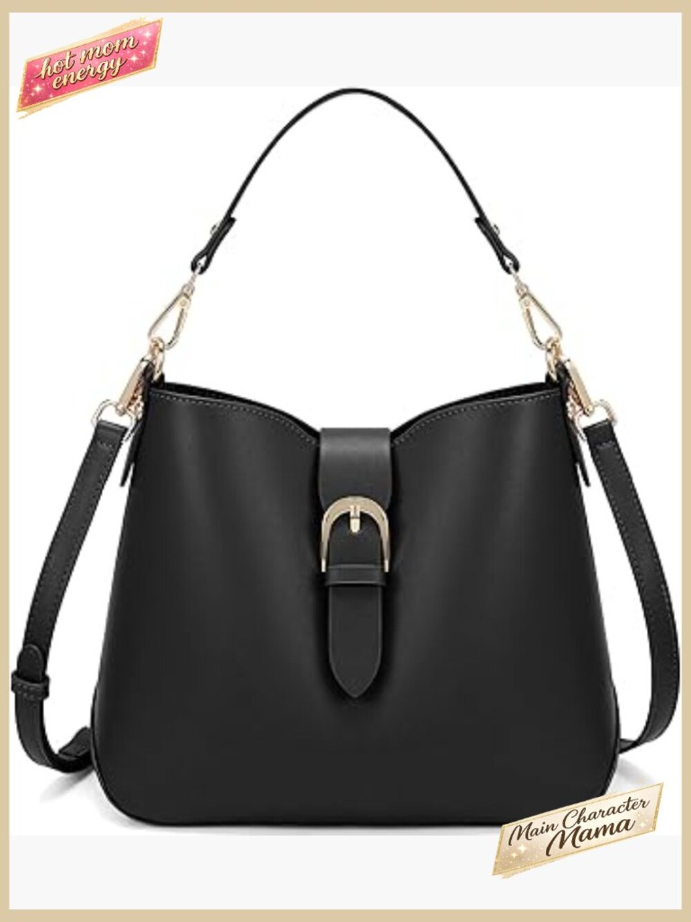 Crossbody Bucket Bag Retro Leather Shoulder Handbag Adjustable Strap - Picture 1 of 6